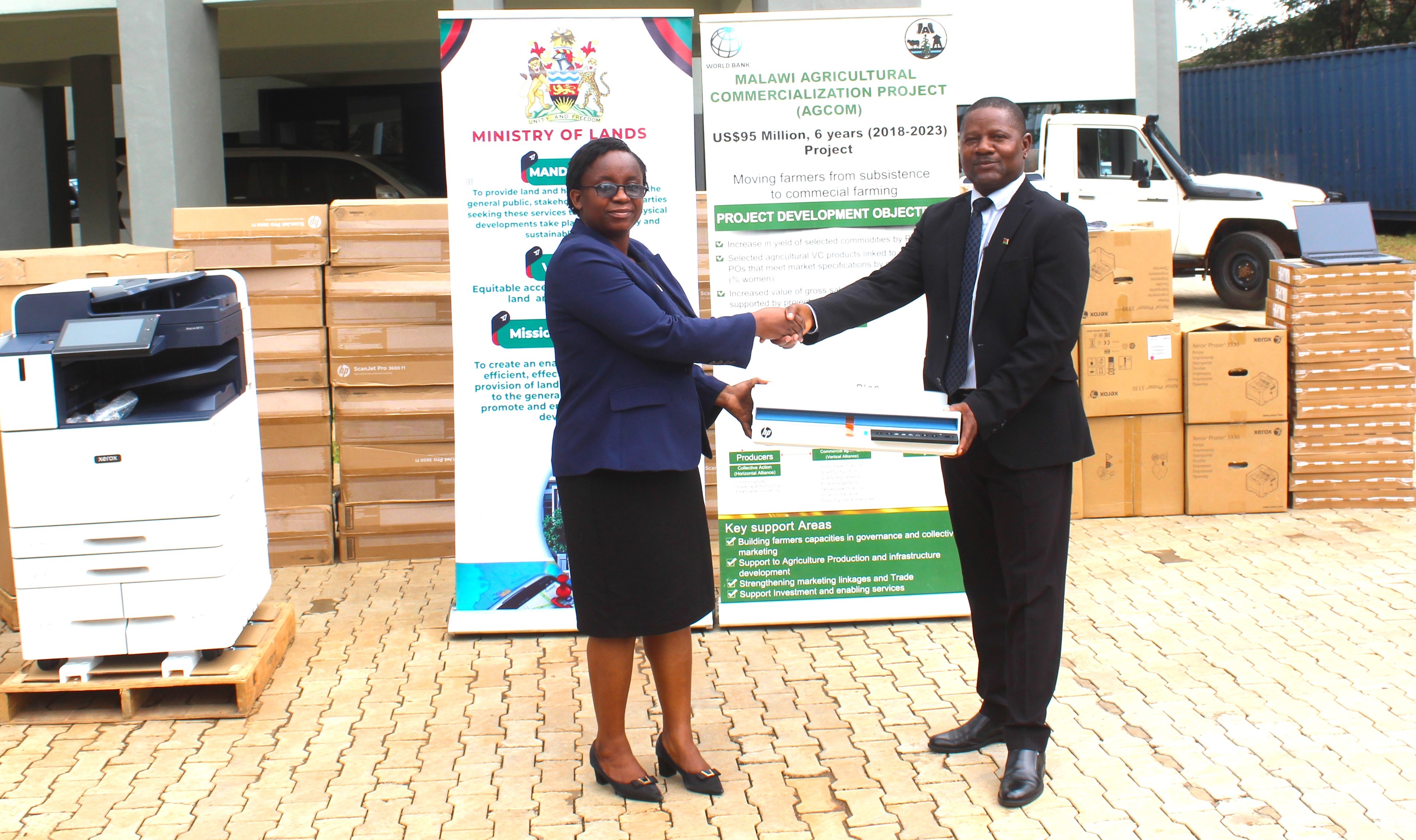 AGCOM Project Donates Equipment to Ministry of Lands, February4, 2025.